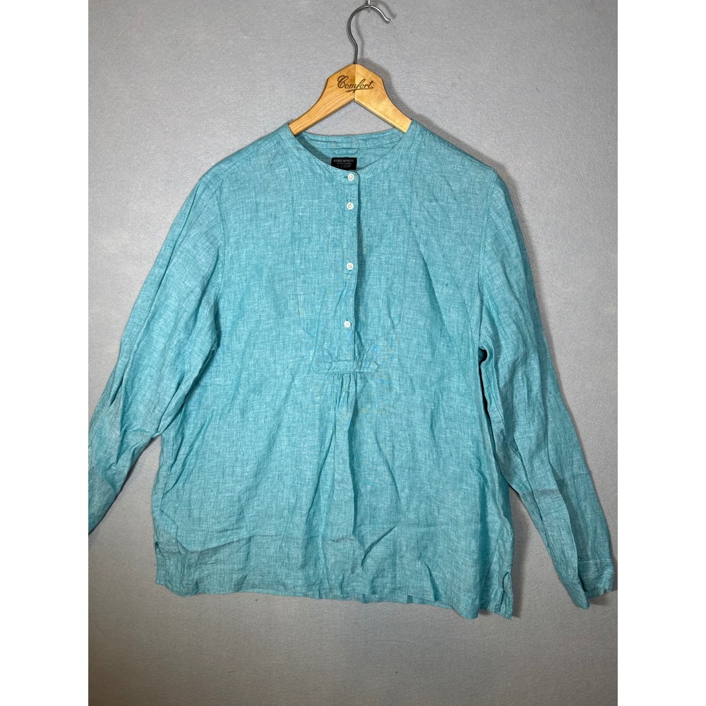 J.Crew Baird McNutt Irish 100% Linen Tunic Top Blue 16T G2316 Lightweight Resort